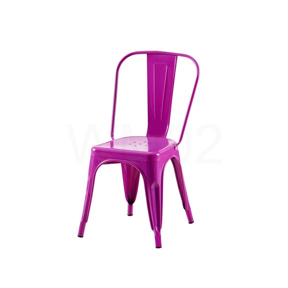 COSMOS Set of 2 Purple Stackable Metal Chairs, High-Gloss Finish for Modern Dining Room, Kitchen, or Bar