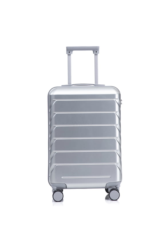Silver ABS Hardshell Suitcase 20 Inch, TSA Lock, 4 Silent Spinner Wheels, Lightweight Checked Luggage for Men &; Women