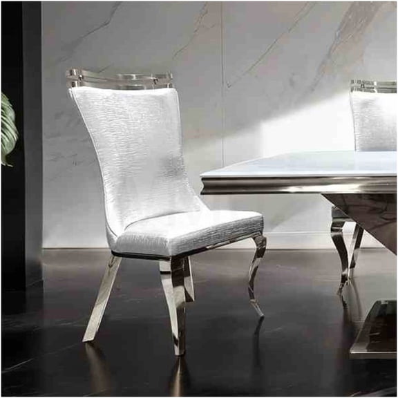 COSMOS Silver Glam Dining Chairs, Set of 2 Tiger Print Leatherette Side Chairs with Saber Legs