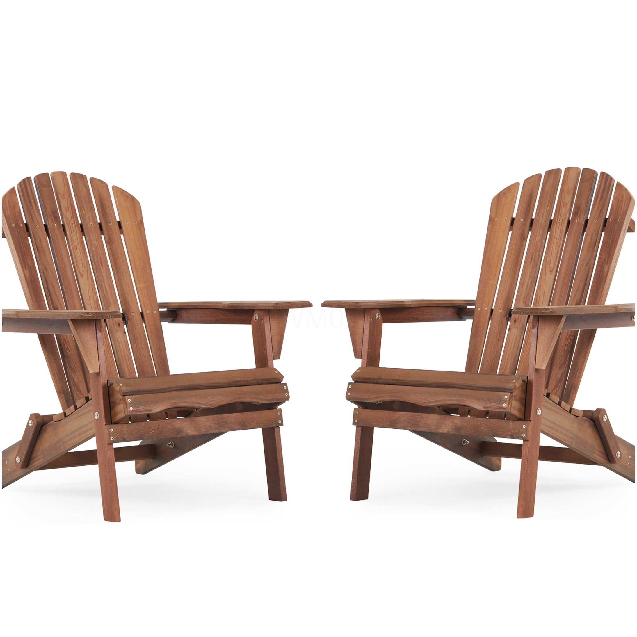 COSMOS Solid Wood Folding Adirondack Chair Set of 2, Natural & Light Brown Patio Lounge Chairs for Outdoor Garden, Lawn, Deck, Poolside