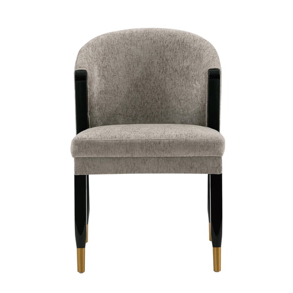COSMOS Stone Gray Modern Dining Chair, Solid Wood Frame with Gold Accents & Plush Chenille Upholstery, No Assembly Required
