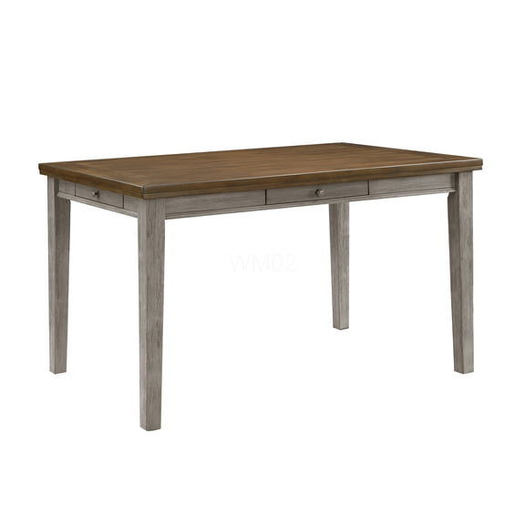 COSMOS Two Tone Kitchen Dining Table with Drawers, 6 Seater Counter Height Table, Cherry Gray Finish Wooden Furniture for Casual Dining Room