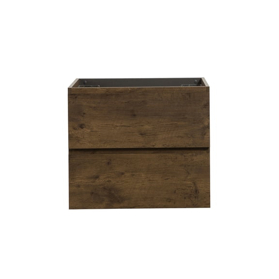 COSMOS Walnut Wall Mount Bathroom Vanity with 2 Drawers, No Sink, Pre-Assembled Storage Cabinet
