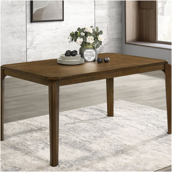 COSMOS Warren Modern Rectangular Dining Table for 6, Dark Brown Wood Finish, Mid-Century Inspired Design