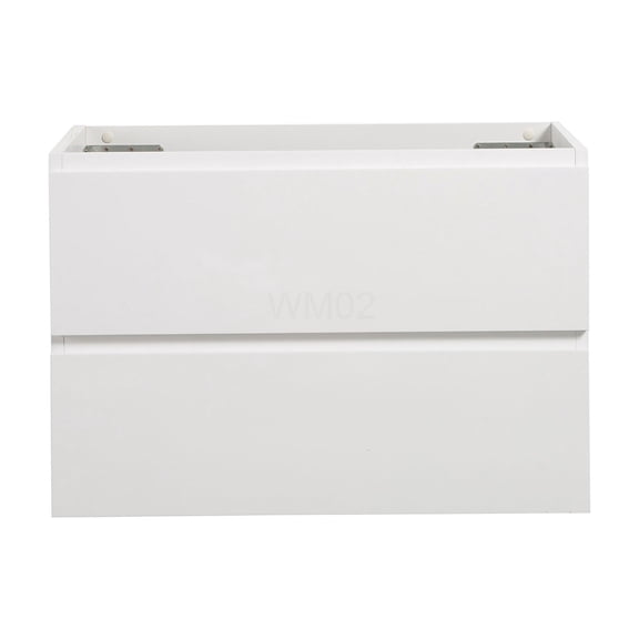 COSMOS White Modern Bathroom Vanity with 2 Drawers, Wall Mount Cabinet No Basin, Soft Closing Storage, Handle-Free Design, Pre-Assembled MDF Bathroom Furniture