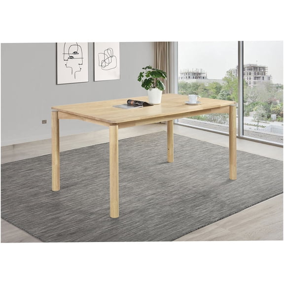 COSMOS White Washed Rectangular Dining Table for 4, Modern Farmhouse Kitchen Table, Solid Wood Dining Room Table with Rounded Edges