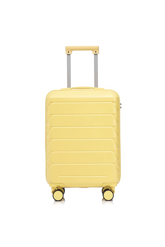 Yellow ABS Hardshell Checked Luggage, 20 Inch with 4 Spinner Wheels &; Combination Lock, Durable Suitcase