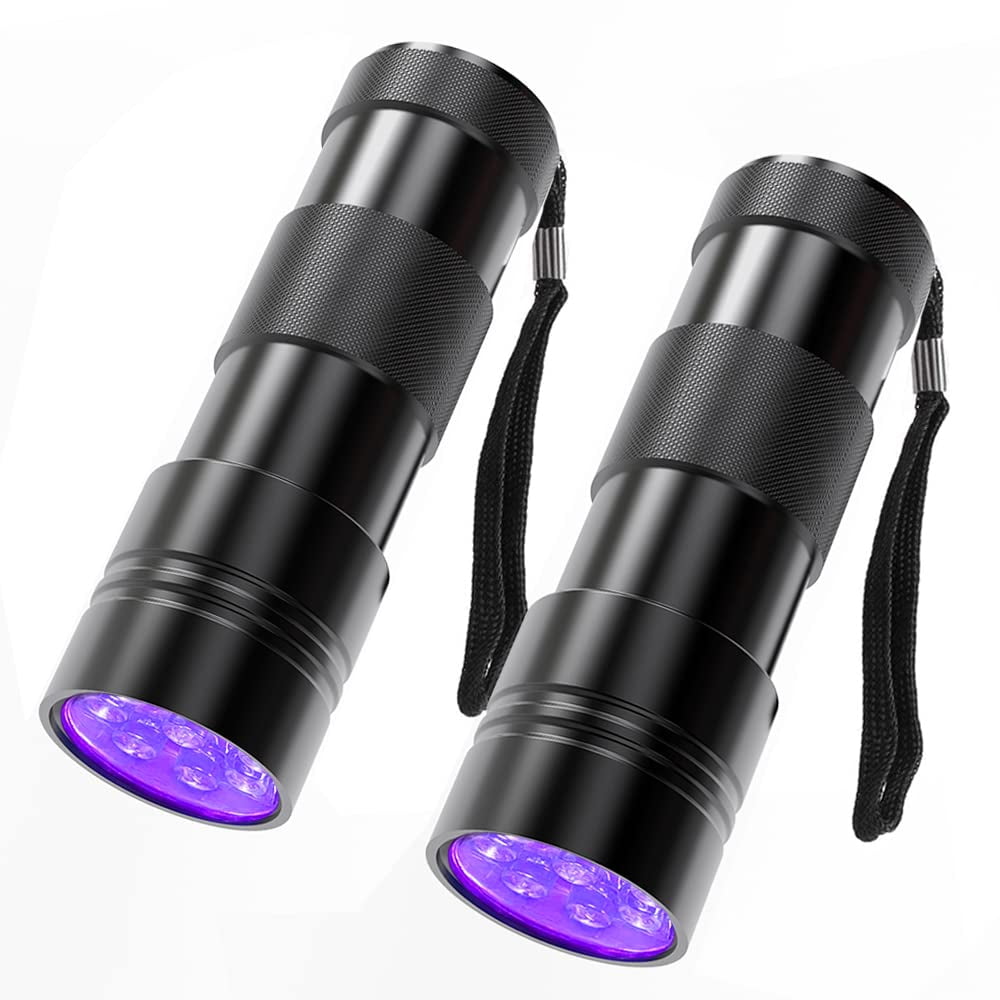 COSOOS 2 Pack UV Flashlight, 12 LED Handheld Blacklight Flashlight