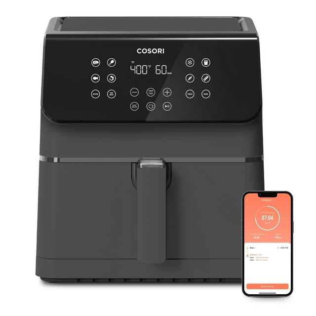 COSORI Pro II 5.8-Quart Smart Air Fryer, 12-in-1, Walmart Exclusive Bonus, Voice Control, Dark Gray