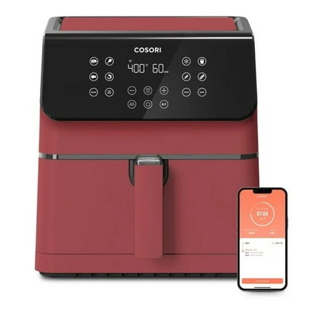COSORI Pro II 5.8-Quart Smart Air Fryer, 12-in-1, Walmart Exclusive Bonus, Voice Control, Red