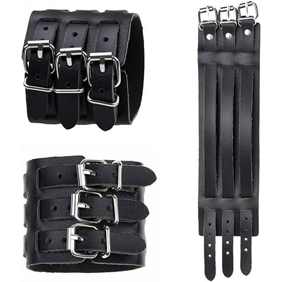 COSPLAY PUNK GOTHIC MEDIEVAL LEATHER WRISTBAND - VINTAGE, VIKING, STEAMPUNK, ROCK CUFF BANGLE - UNISEX BRACELET - FOR MEN AND WOMEN - COSTUME, CASUAL,
