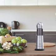 COSPRO Electric Salt and Pepper Grinder with Wireless Charger, Rechargeable Automatic Stainless Steel Spices Mill for Kitchen - Adjustable Coarseness, One Hand Operation