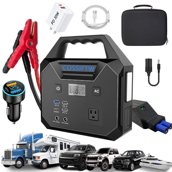 COSSIFTW 10000A Jump Starter for All 12V Gas & up to 15L Diesel Engine for Truck RV Yacht Lawn Mower Mining Truck Farm Vehicle