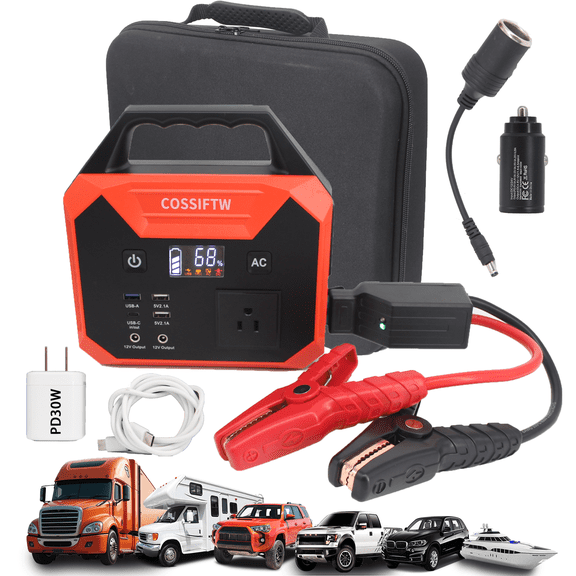 COSSIFTW 12000A Jump Starter with 200W AC Outlet & 130Wh Power Bank PD 60W Fast Charging Portable Car Battery Starter for All Gas & Diesel Engines (Cars, Trucks, SUVs, RVs)