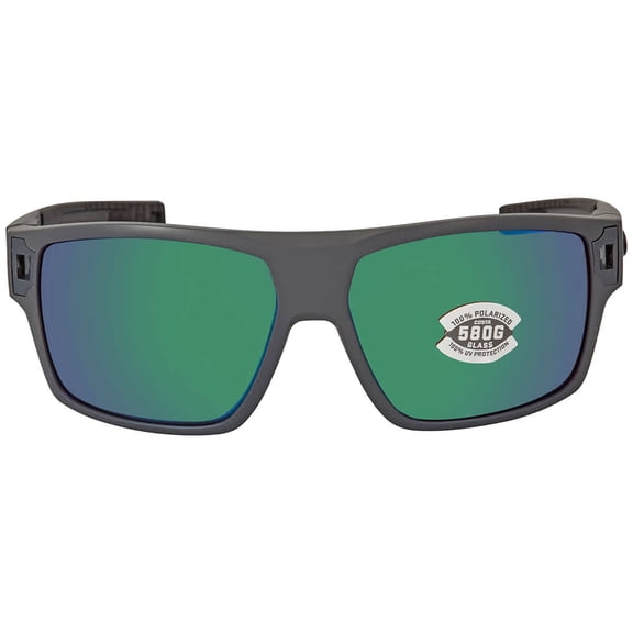 Costa Del Mar Men's Diego Polarized Rectangular Sunglasses, Matte Grey/Green Mirrored Polarized-580G, 62 mm