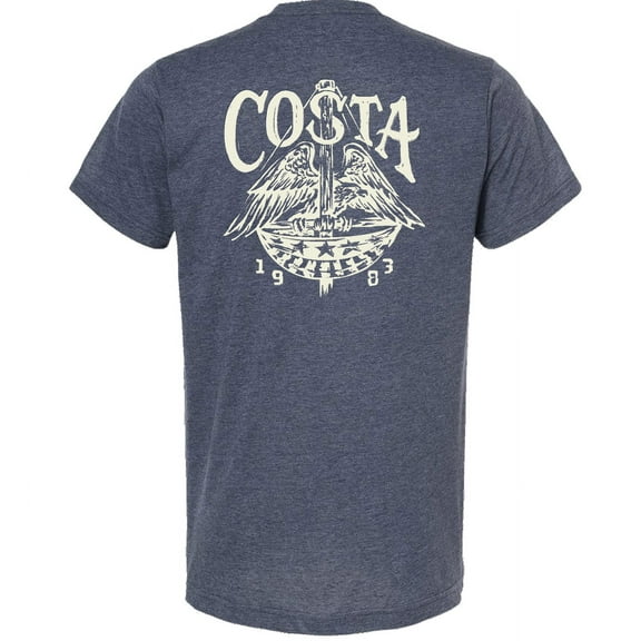 COSTA Freedom Eagle Sleeve Heather Navy, Small Short Sleeve Shirt