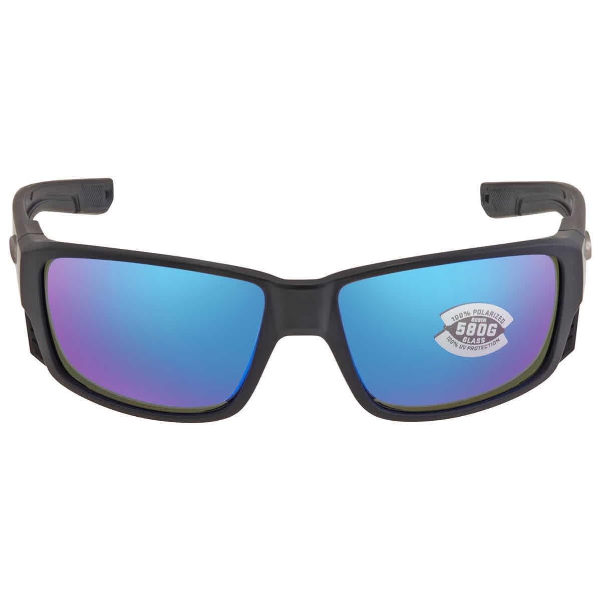 Costa Del Mar Men's Tuna Alley Pro Rectangular Sunglasses, Black/Polarized Blue Mirrored 580G, 60 mm