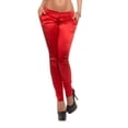 thumbnail image 1 of COSTLY Girl Womens Sexy Satin Solid RED/White Color Skinny Fit Stretch Pants, 1 of 6