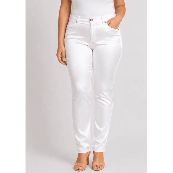 COSTLY Girl Womens Sexy Satin Solid RED/White Color Skinny Fit Stretch Pants