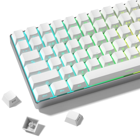 COSTOM 123 Keycaps, Side Print PBT Keycap 60 65 75 100 Percent, Shine Through Custom Key caps, Minimalist Style for MX Keyboard,White