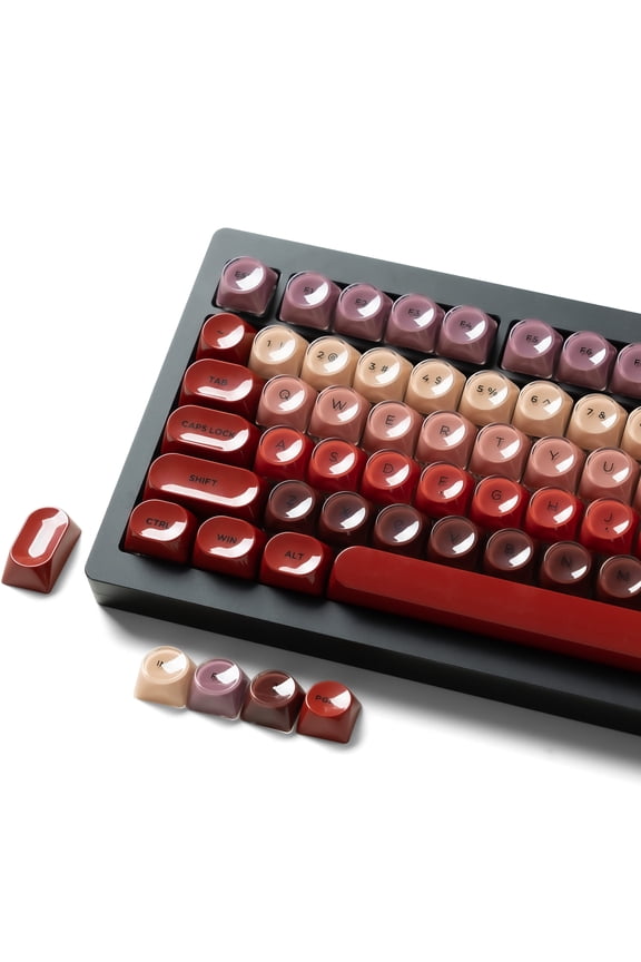 Double Shot PBT Keycaps, 128 Keys Jelly Keycap MOA Profile, Lipstick Color Cute Custom Key caps for 61/64/68/84/87/100/104/108 Cherry MX Gateron Swithes Mechanical Keyboards