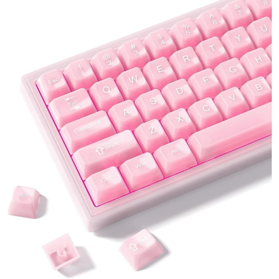 COSTOM MDA Keycaps,115 Jelly Key caps,Transparent Pink Custom Keycaps for 60/65/75/100 Mechanical Keyboards,Pink