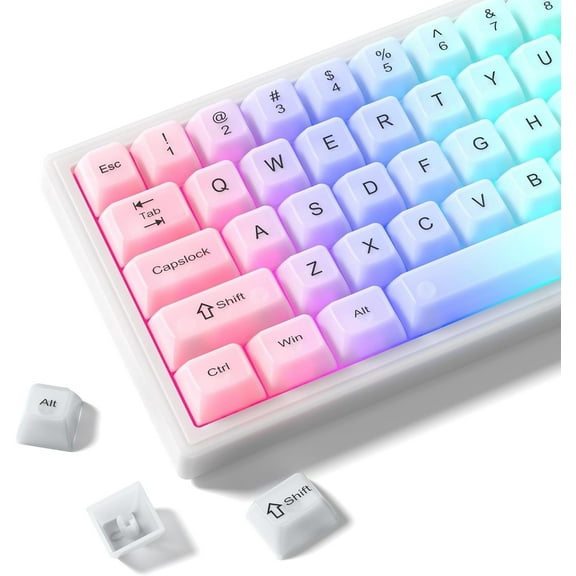 COSTOM MDA Keycaps,115 Jelly Keycaps,Transparent Pink Custom Keycaps for 60/65/75/100 Mechanical Keyboards,White