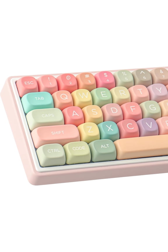 MOA Profile Keycaps, 134 Keys PBT Keycap Dye-Sublimation Rainbow Candy Cute Keycaps, Round Colorful Custom Key Cap for 61/64/68/84/87/100/104/108 Cherry Gateron MX Mechanical Keyboards