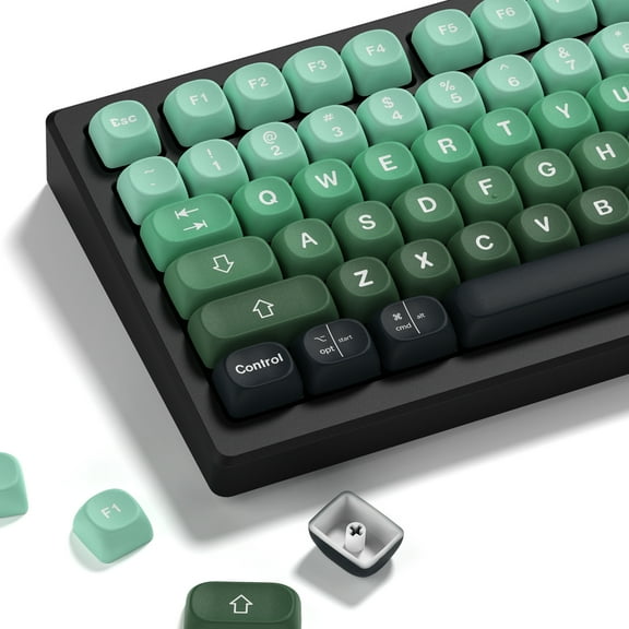 COSTOM Matcha Gradient Green PBT Keycaps, MOA Profile Cute Custom Keyboard Keycaps Janese Style 5 Side Dye Sublimation, 132 Keys Set for 60% 65% 75% 80% 100% Cherry Gateron MX Mechanical Keyboard