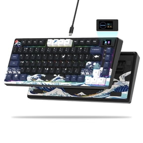 COSTOM Mechanical Keyboard,75% Gaming Keyboards Rgb Custom Keyboard with Hot Swappable,Keyboard Driver and Multimedia Screen for Mac/Win, Black