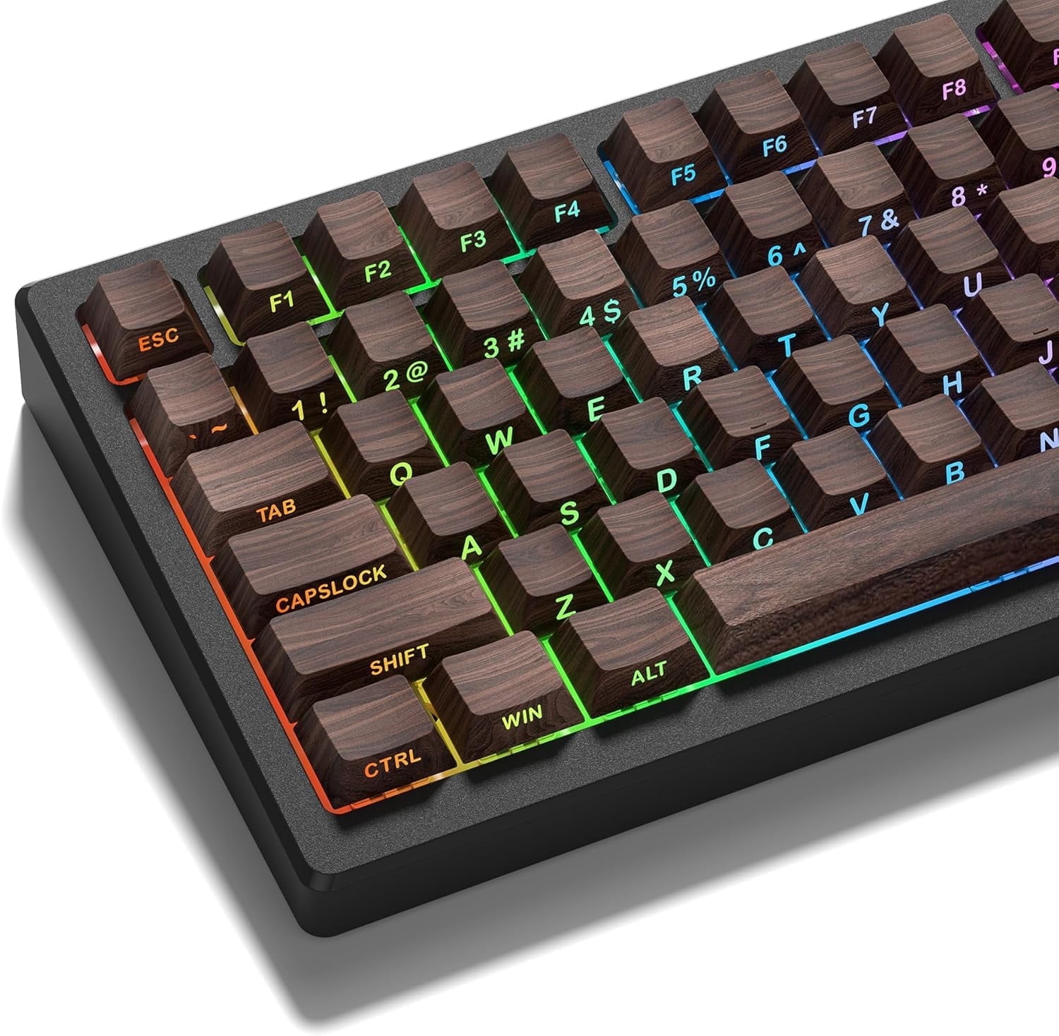 COSTOM PBT Keycaps, 127 Keys, Walnut, Cherry Profile, Doubleshot Side ...