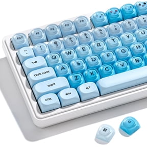 COSTOM PBT Keycaps, Jelly Keycaps Creamy MOA Profile, 132 Keys Translucent Cute Custom Key caps for Cherry Gateron MX Swithes Mechanical Keyboards, Blue
