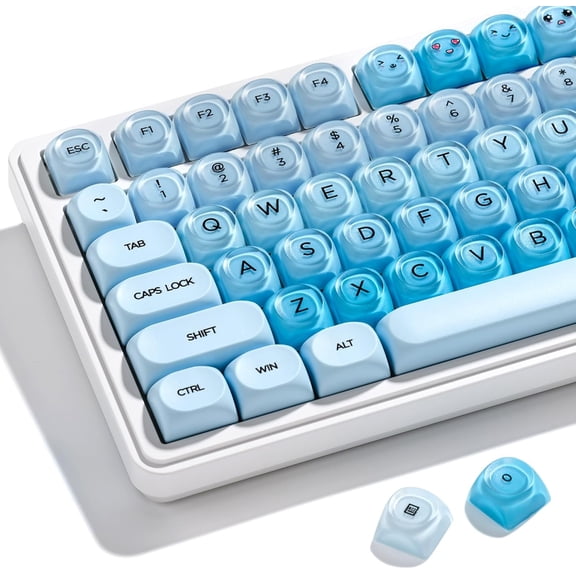 COSTOM PBT Keycaps, Jelly Keycaps Creamy MOA Profile, 132 Keys Translucent Cute Custom Key caps for Cherry Gateron MX Swithes Mechanical Keyboards, Blue