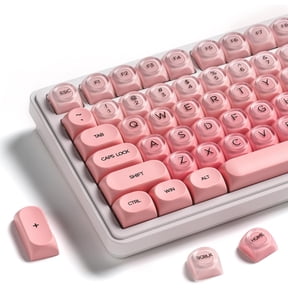 COSTOM PBT Keycaps, Jelly Keycaps Creamy MOA Profile, 132 Keys Translucent Cute Custom Key caps for Cherry Gateron MX Swithes Mechanical Keyboards, Blush Pink