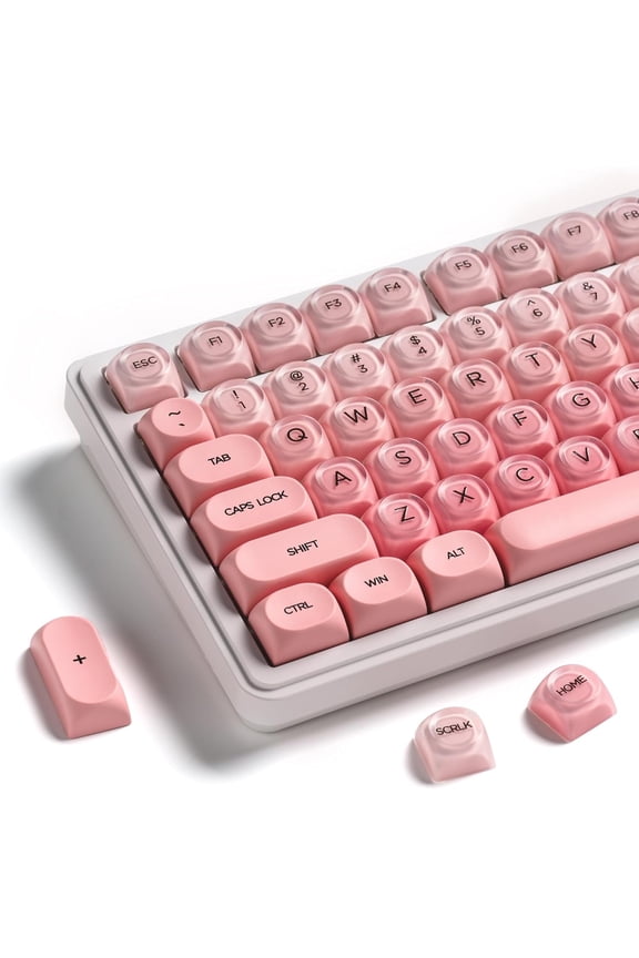 PBT Keycaps, Jelly Keycaps Creamy MOA Profile, 132 Keys Translucent Cute Custom Key caps for Cherry Gateron MX Swithes Mechanical Keyboards, Blush Pink