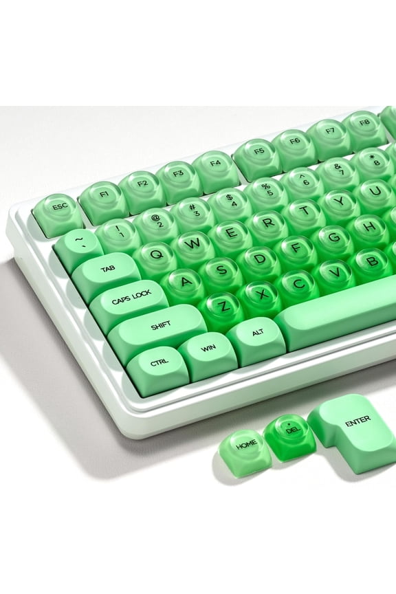 PBT Keycaps, Jelly Keycaps Creamy MOA Profile, 132 Keys Translucent Cute Custom Key caps for Cherry Gateron MX Swithes Mechanical Keyboards, Green