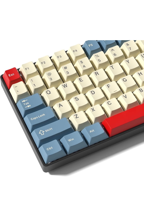 PBT Keycaps Set, Double Shot 137 Key Caps,Cherry Profile Custom Keycap for 60 65 75 100 Percent Key Gaming Mechanical Keyboard,Blue&Red