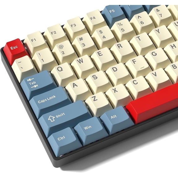 COSTOM PBT Keycaps Set, Double Shot 137 Key Caps,Cherry Profile Custom Keycap for 60 65 75 100 Percent Key Gaming Mechanical Keyboard,Blue&Red