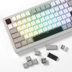 COSTOM PBT Keycaps Set, Double Shot 137 Key Caps,Cherry Profile Custom Keycap for 60 65 75 100 Percent Key Gaming Mechanical Keyboard,Gray