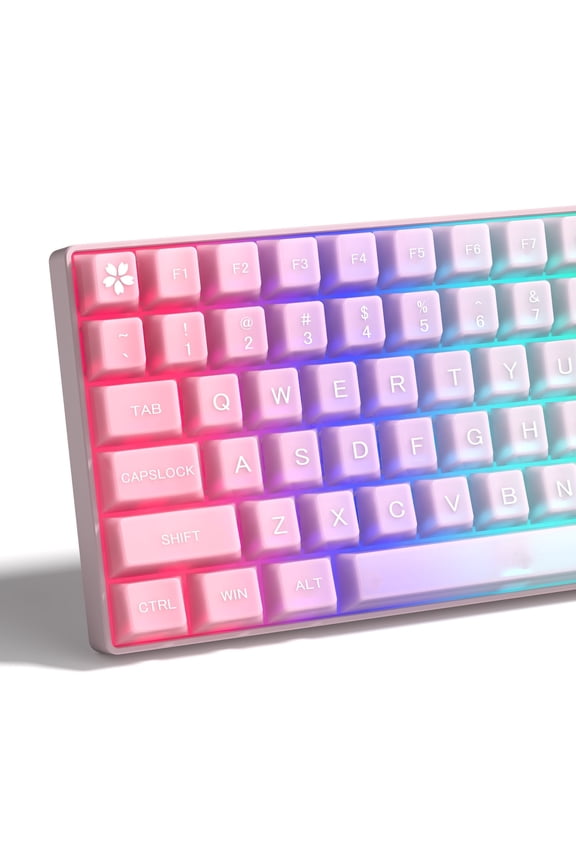 Pink Fog Translucent Keycap Set, 115 Keys Cherry Profile Transparent Keycaps, Shine Through Keyboard caps for 60% 65% 75% 100% Backlit Mx Switches Mechanical Gaming Keyboard