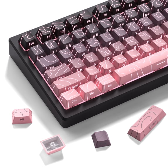 Pink Keyboard Top COSTOM Pink Keycaps,135 Topographic keycap Sets,Backlit Shine Through ...