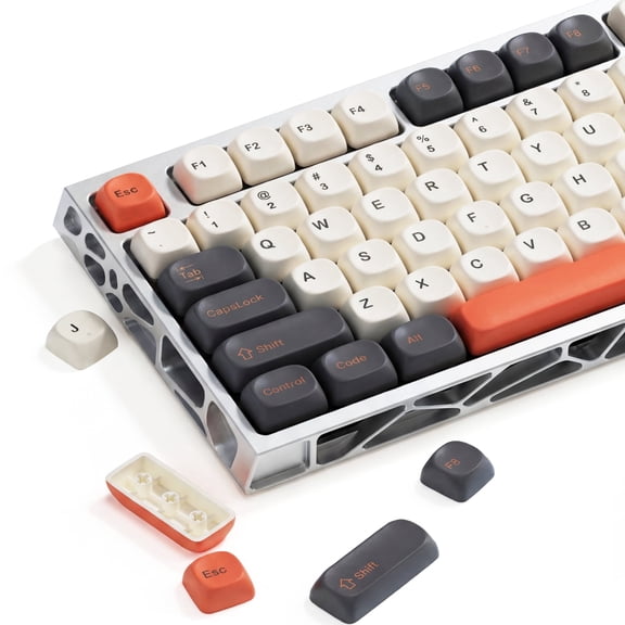 COSTOM Retro PBT Keycaps, 137 Keys Double Shot Keycaps Set for 61/64/68/84/87/100/104/108, Cherry Profile Custom Key Caps for Mechanical Keyboards, Retro Orange