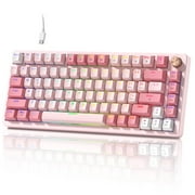 COSTOM VK75 Wired Mechanical Keyboard with Multi-Function Knob, 75% Gaming Keyboard Gasket Mounted, Hot Swappable, Creamy Sound, Cherry Profile, PBT Keycaps, Pink