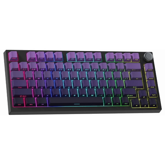 COSTOM WK75 75% Wireless Mechanical Keyboard, 75% Hot Swappable Custom Keyboard with Knob, RGB Backlit, Pre-lubed Switches, 2.4GHz/USB-C/BT5.0 Gaming Keyboards (Purple)