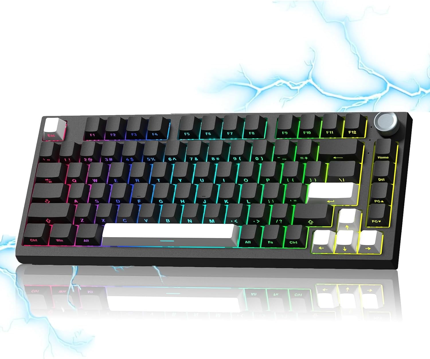 COSTOM WK75 Mechanical Keyboard,75% Gaming Keyboard, 3-Mode Hot-Swappable Wireless Keyboard Custom Keyboard with RGB Backlit,PBT Keycaps,Black