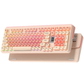 COSTOM Wireless Mechanical Keyboard, 98% Hot Swappable Custom Keyboards Gaming Keyboard,3 Mode with Multimedia Screen,RGB Backlit,Crystal Jelly keycaps for Win/Mac,Pink