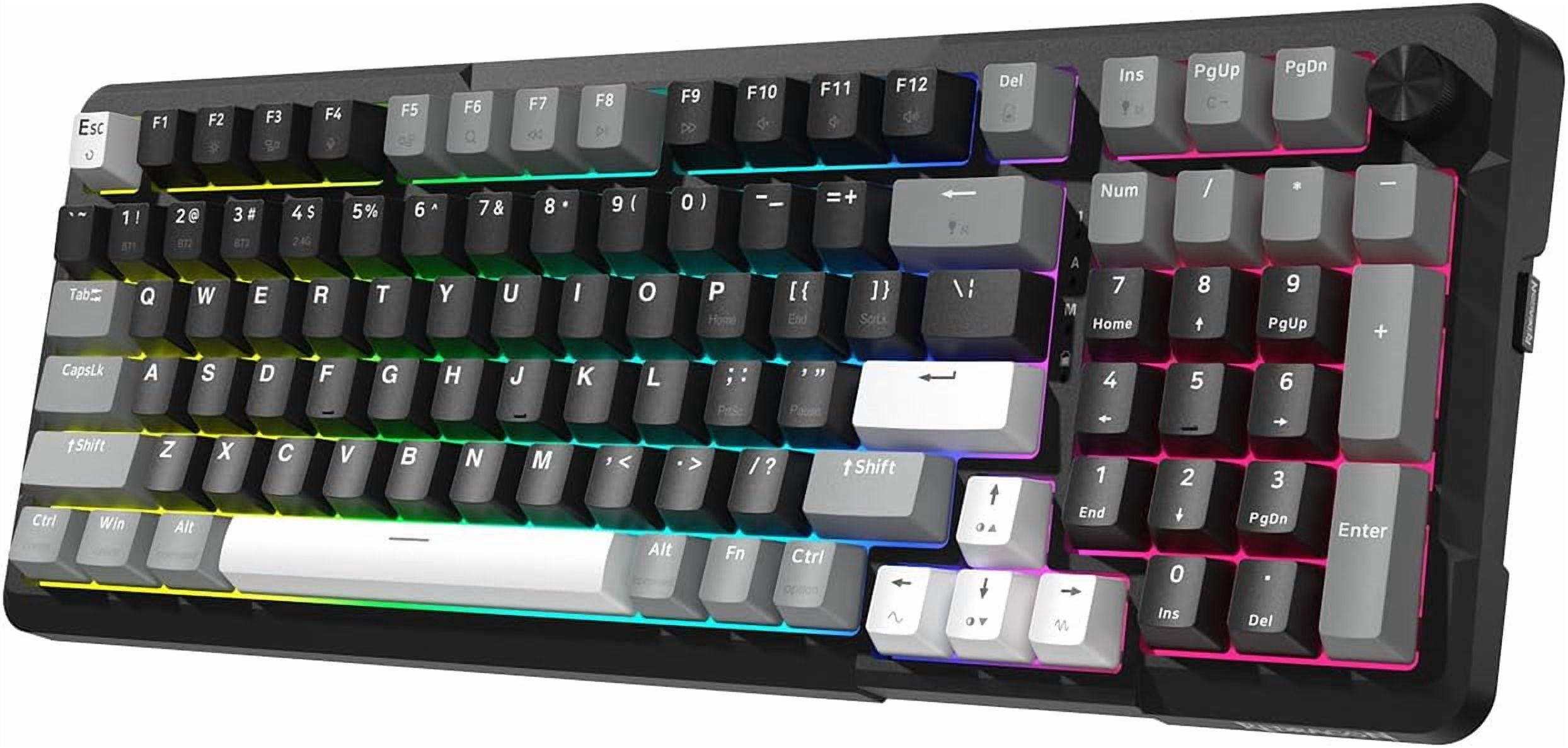 COSTOM Wireless Mechanical Keyboard, 3 Mode Gasket Mounted RGB Gaming Keyboard with Volume Knob, Pre-Lubed Linear Switches, MDA-Profile, 98 Keys Hot Swappable Creamy Keyboard for PC/Tablet/Xbox/PS4