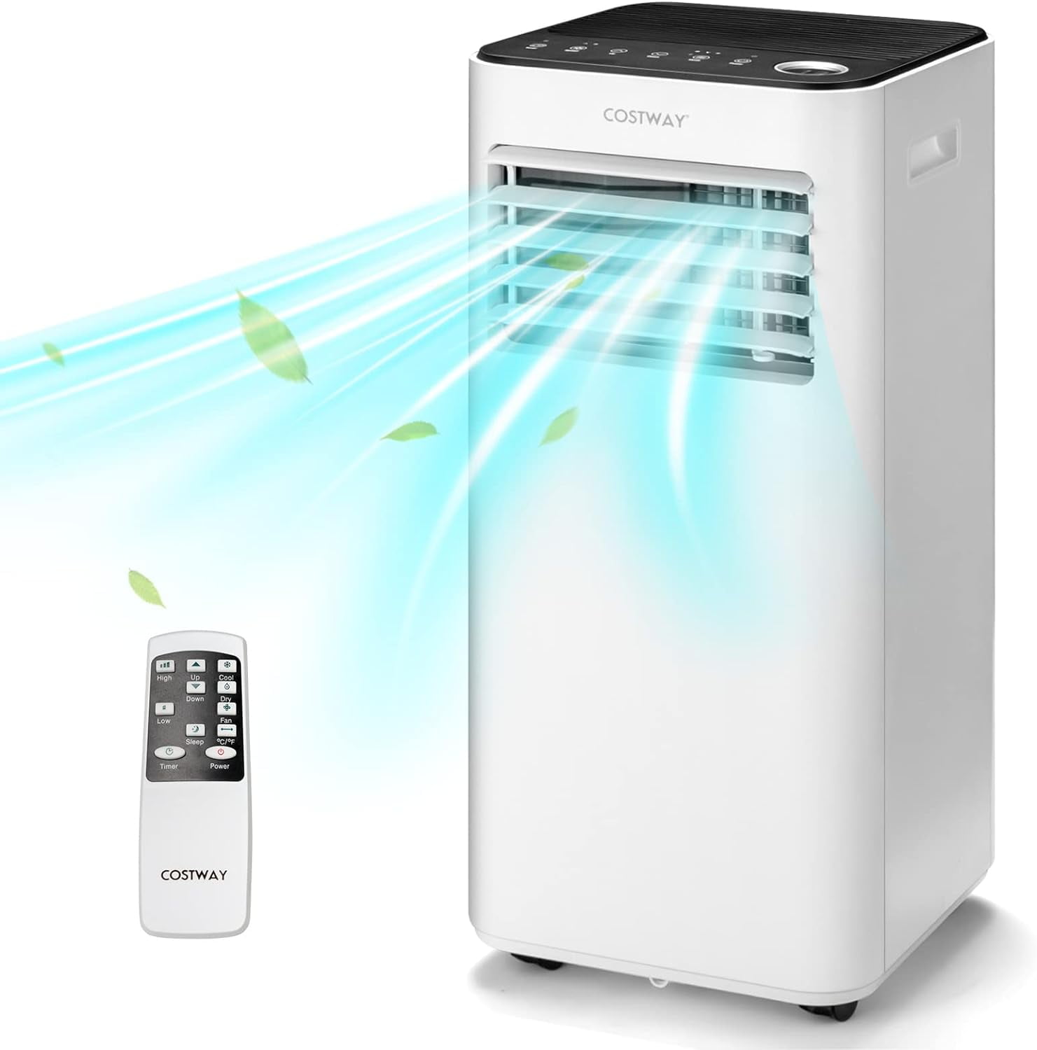 COSTWAY 10000 BTU Portable Air Conditioner, with Fan & Dehumidifier ...