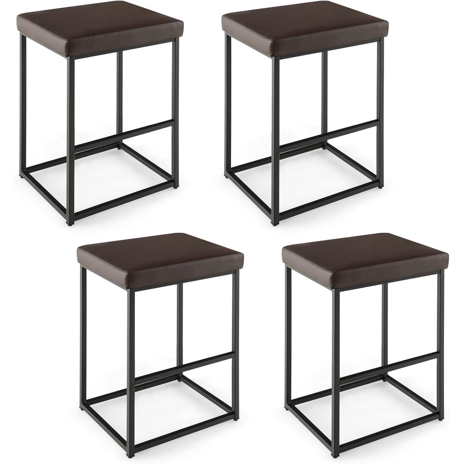 COSTWAY Bar Stools Set of 4, Max Load 350 Lbs, 30-inch Height PU ...