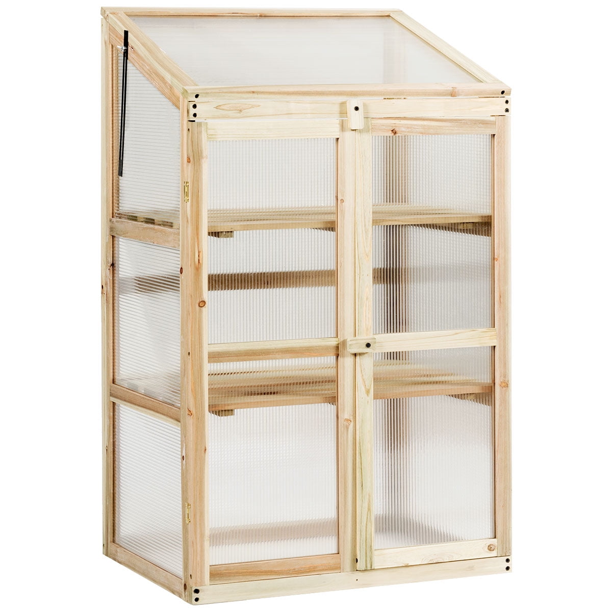COSTWAY Cold Frame Greenhouse Portable Wooden Raised Planter Bed Protection 24'' x18''x40''